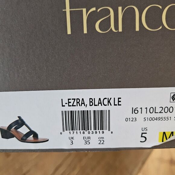 Franco Sarto Ezra Black Leather Strap Block-Heel Sandals Women’s Size 5 NWT - Picture 2 of 5